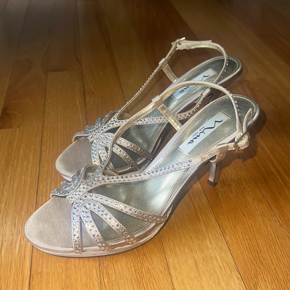 Nina Gold Bedazzled Heels
